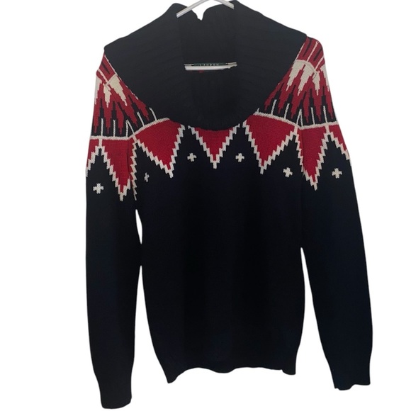 Lauren Ralph Lauren Sweaters - Lauren Ralph Lauren Red and Black Geometric Cowl Neck Sweater